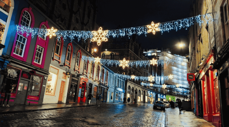 Evening walk at colorful victoria street