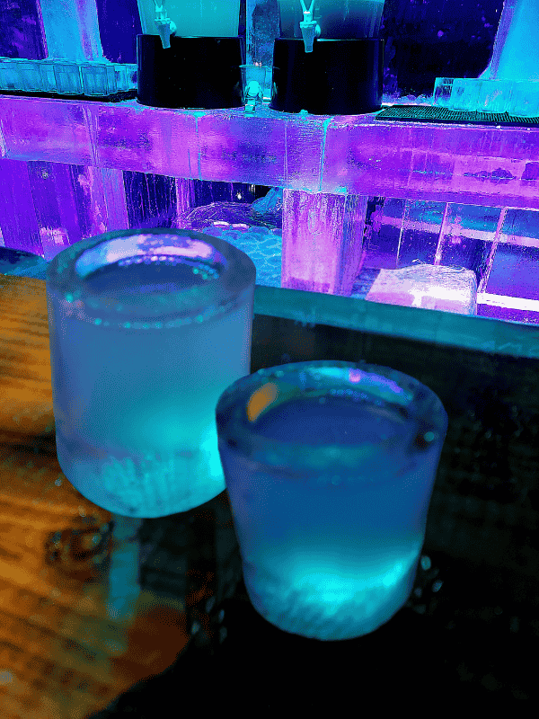 drink from an ice glass