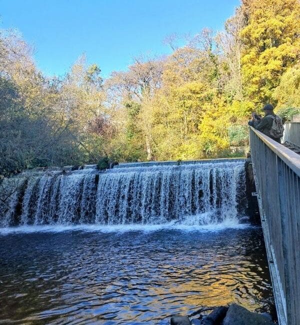 Dean Dam is a picturesque focal point beneath the converted mill buildings